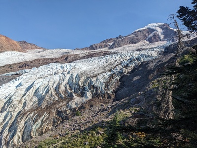 Looking down at the Coleman glacier ice fall