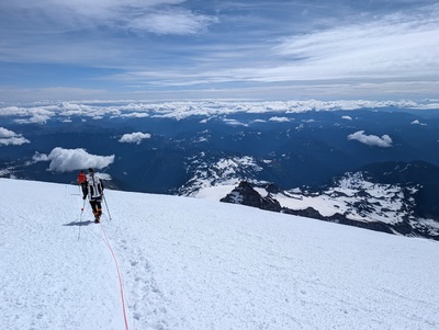 Heading back down the way we came, a long descent...