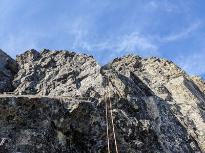 Climbing the tooth fairy, a 6 pitch alpine climb